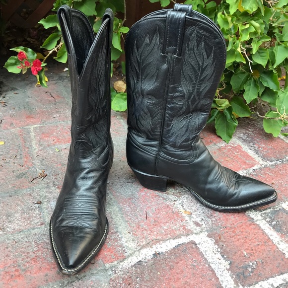 Vintage 90s Black Leather Western Boots by Tony Lama - Size 6M - Picture 11 of 15